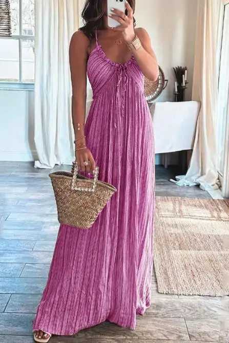 2023 Fashion Sexy New Summer Casual Sexy Suspenders Loose Long Dress Female Clothing OutfitsXJ250514
