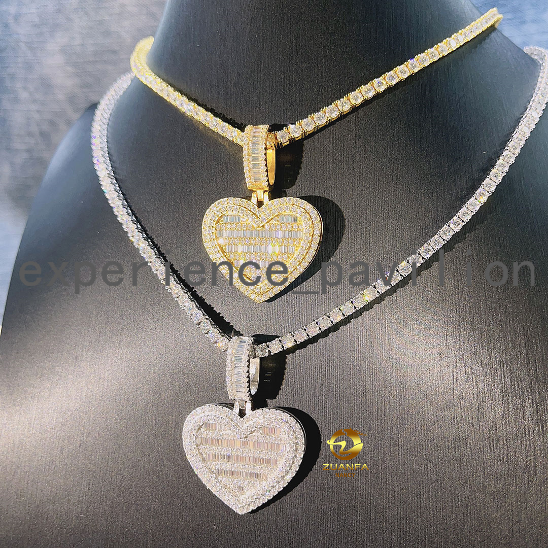 Fashion Jewelry Moissanite Pendant Men/Women Silver 925 Necklace Hip Hop Iced Out Heart Pendant Charms