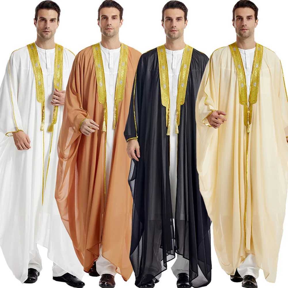 Dubai Saudi Abaya Open Kimono Men Muslim Long Robe Jubba Thobe Islam Clothing Arabic Turkey Kaftan Abayas Caftan Middle Eastern X250514
