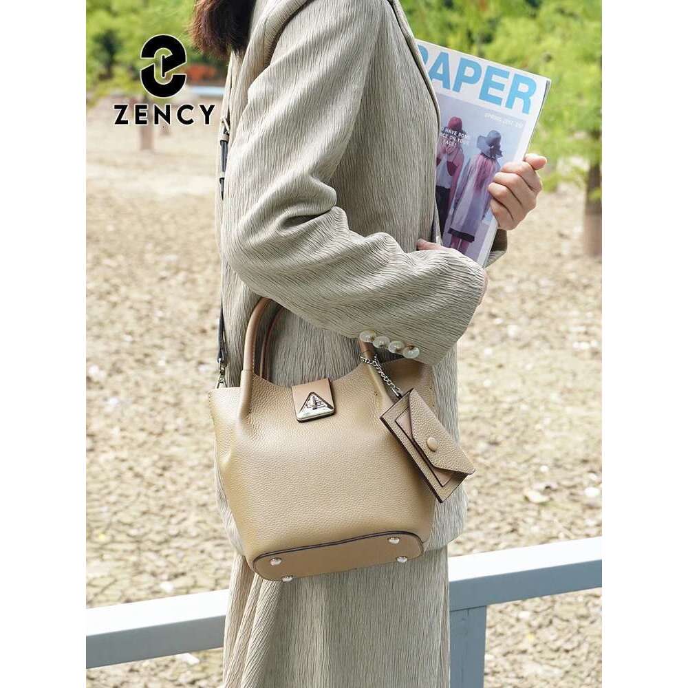 Zency 100% Genuine Leather Shoulder For Women Crossbody Top Handle With Small Card Organizer Bag Tote Handbag
