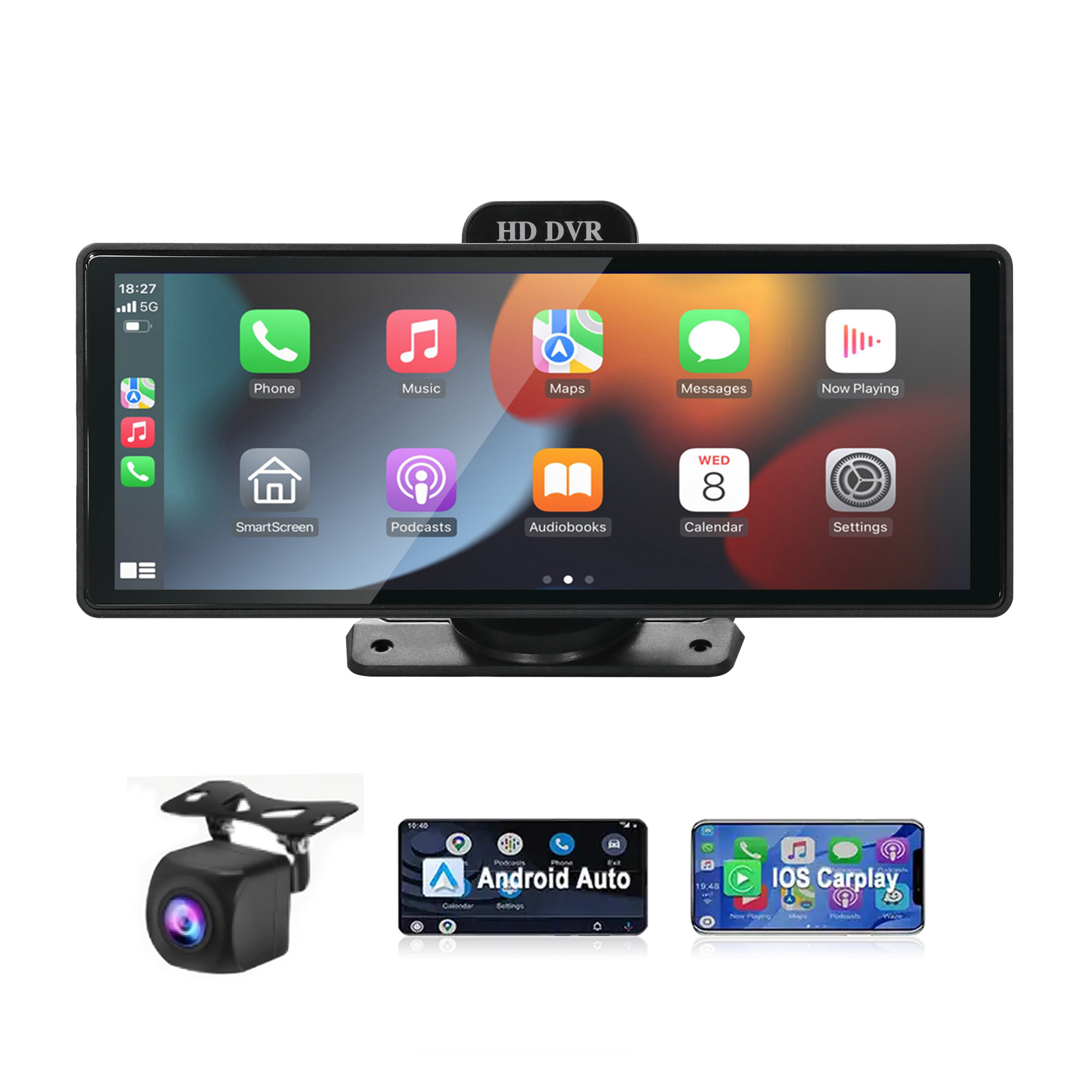 BY-CS102 10.26" IPS Touchscreen Car Display with Dual 1080P Cameras Wireless CarPlay/Android Auto Global Certified & OEM Support