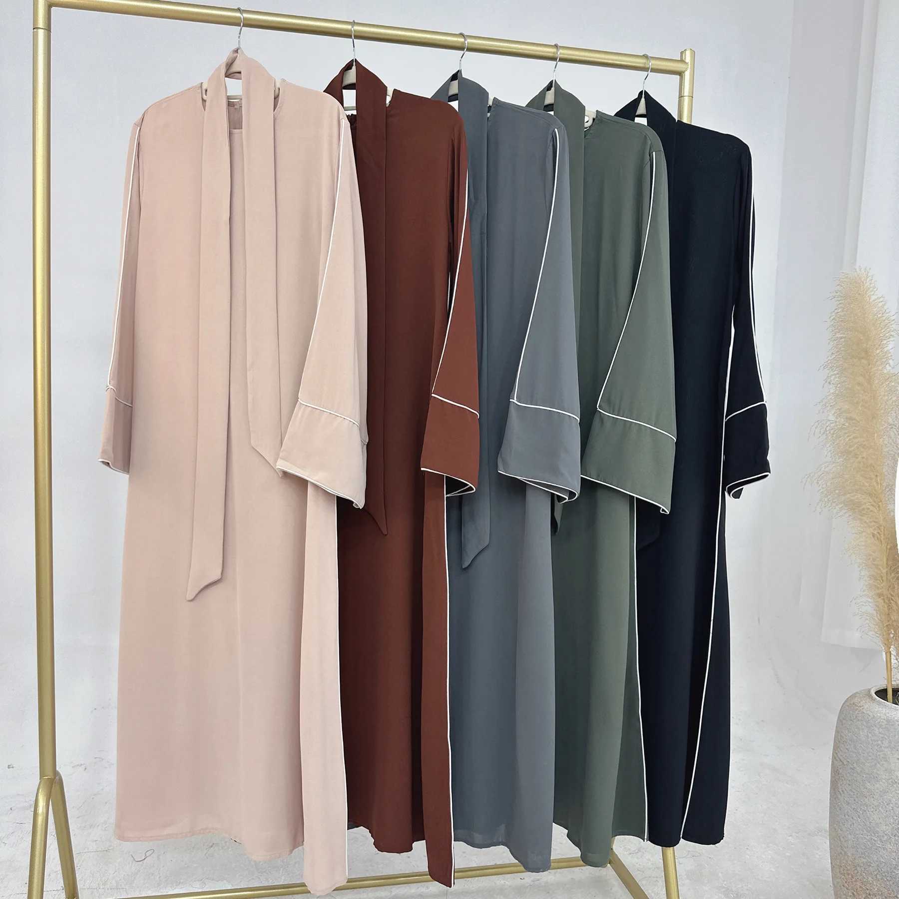 New Grn Kaftan Abaya for Muslim Wear Belted Design Catering to Islamic Modest Style during Ramadan in Saudi UAE and Daily Life X250514