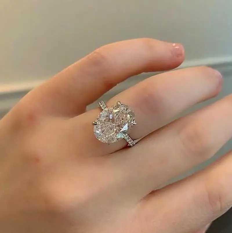 Female Fine ring 925 Sterling silver oval cut 5ct AAAAA Cz stone Engagement Wedding Band Rings for women Bridal Party JewelryXJ250514