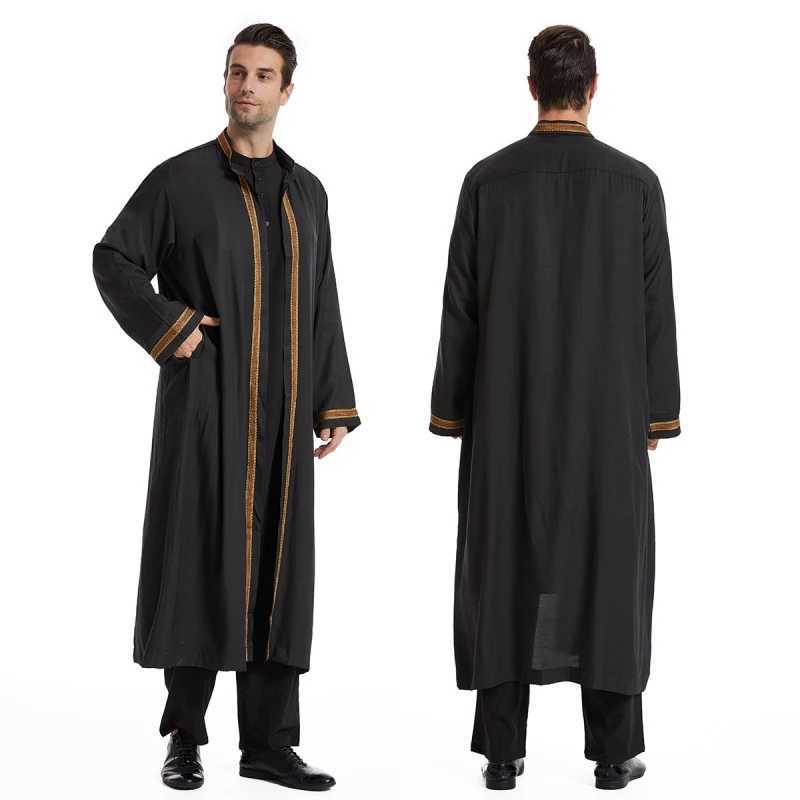 Middle East Clothing Men Traditional Jubba Thobe Stand Collar Cardigan Robe Dishdasha Kaftan Muslim Islamic Dress S-3XL X250514