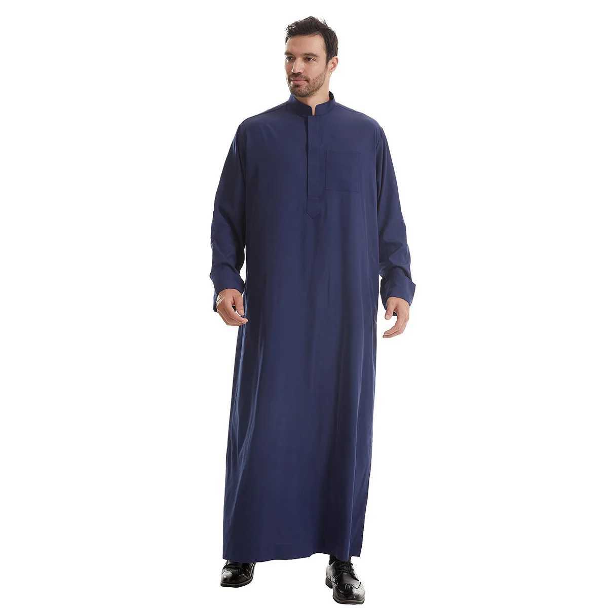UNI Muslim Eid Ramadan Men Robe Long Sleeve Saudi Abaya Thobe Jubba Thoub Dubai Daffah Kaftan Islamic Arabic Dress Caftan Gown X250514