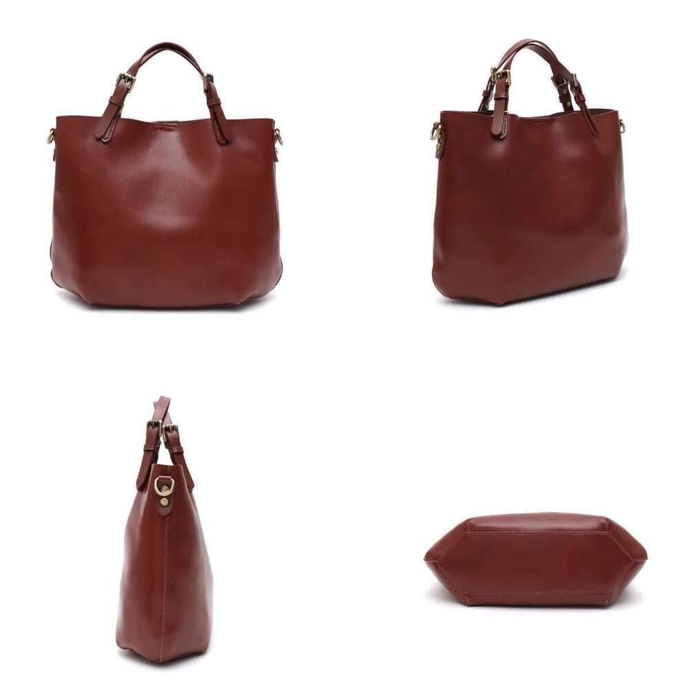 Women Vintage Elegant Real Leather Top-Handle Bag Solid Color Minimalist Style Tote Shoulder Cross Body Handbag Zip Liner Purse 250515 250515 250515