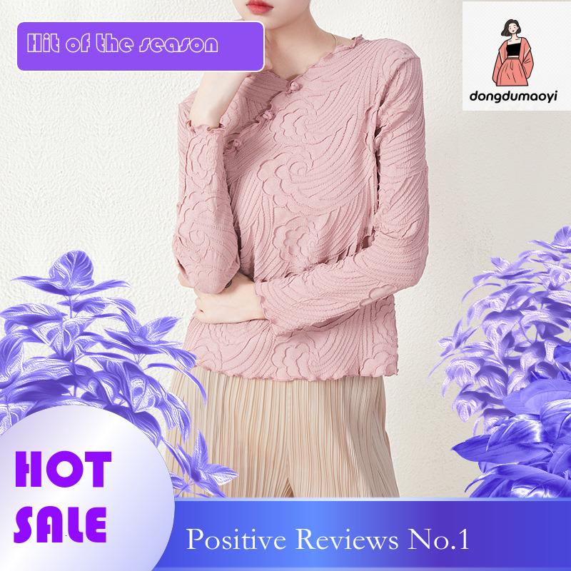 dongdumaoyi slim fit slimming inner layer bottom shirt for women 2024 Spring and Autumn style new Chinese embroidered pleated T-shirt top