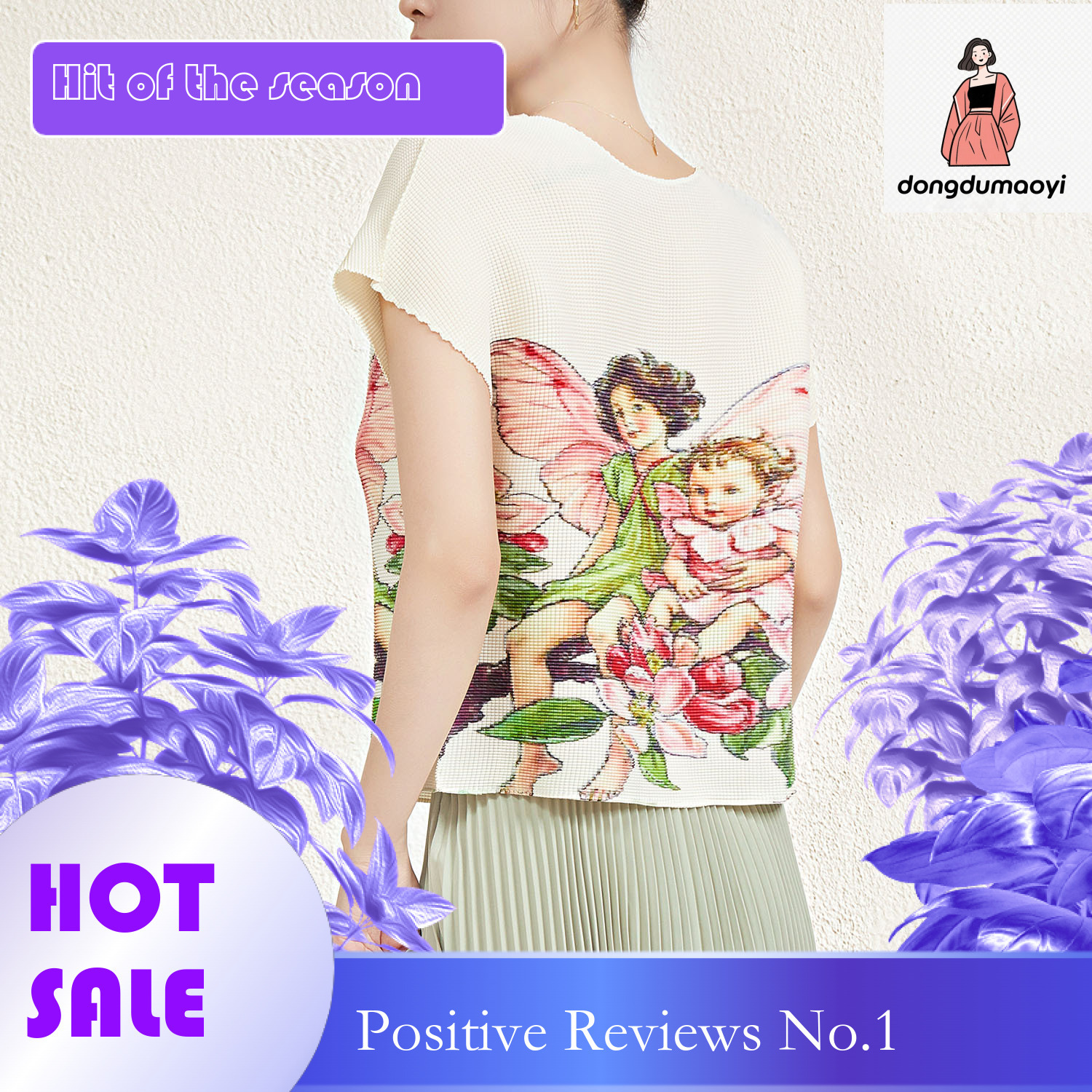 dongdumaoyi Miyake round neck short sleeved plus size top, stylish loose fit, stomach covering small shirt, 2025 new spring/summer pleated T-shirt for
