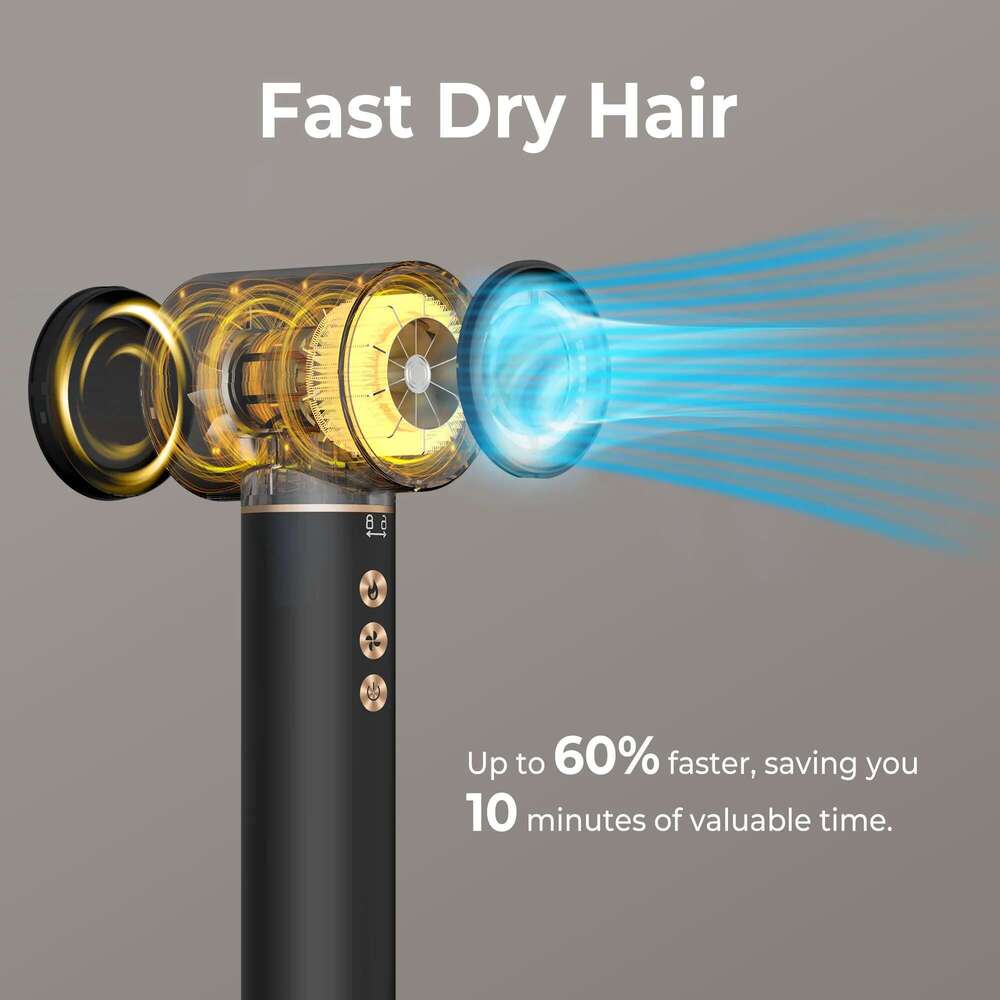 5 in 1 High Speed Hot Air Hair Brush 110000RPM, 20m/s Airflow, 0.75LB Aluminum, Ionic Blow Dryer for Styling & Curling