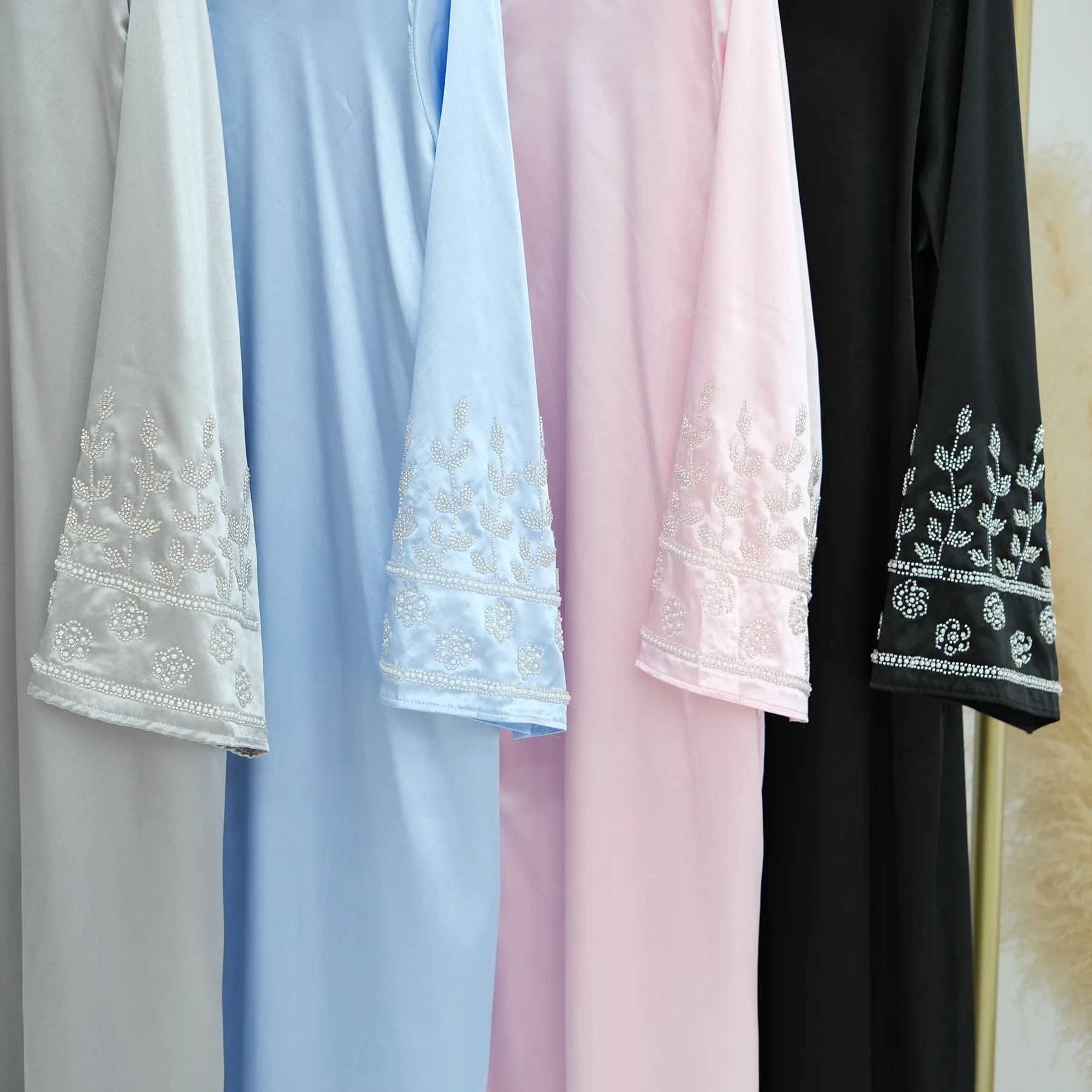 2024 Middle East Pearl Muslim Cardigan for Women Ramadan Dubai Abaya Dress Luxury Islam Party Jalabiya Turkey Moroccan Kaftan X250514