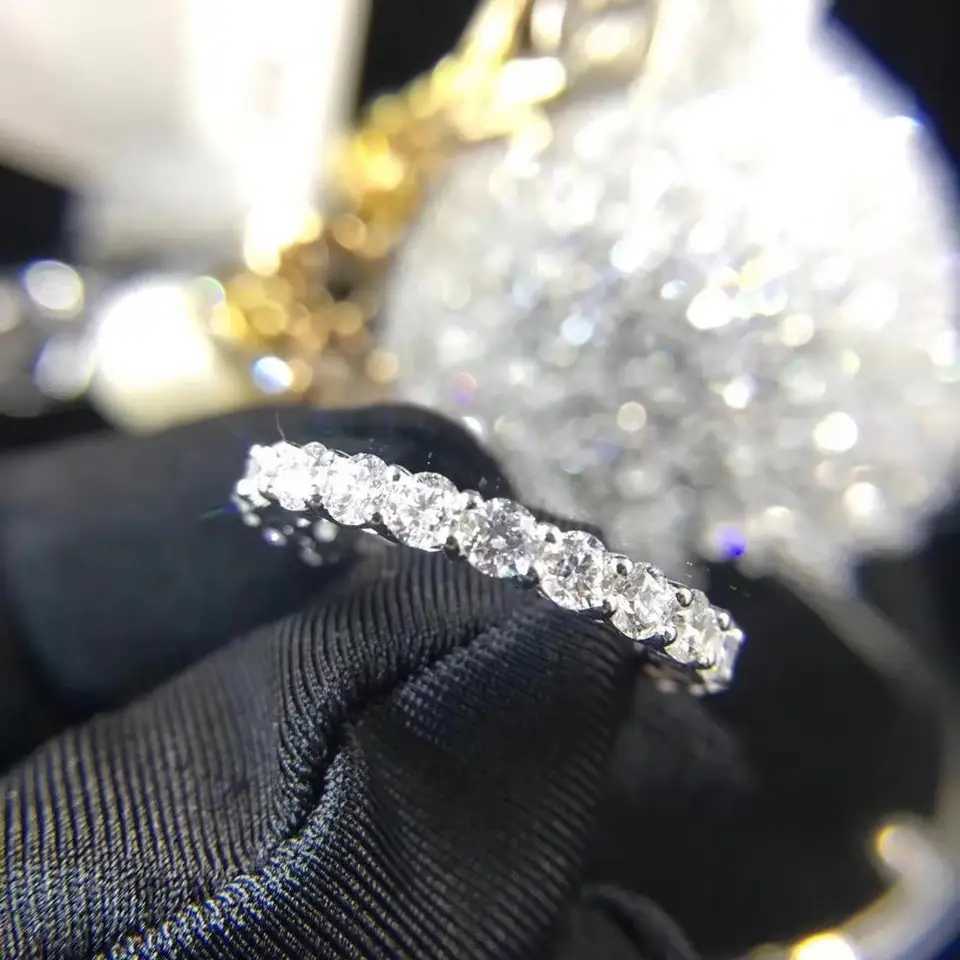 Couple Eternity 4mm Lab Diamond Ring 925 sterling silver Jewelry Engagement Wedding band Rings for Women men Fine Party JewelryXJ250514