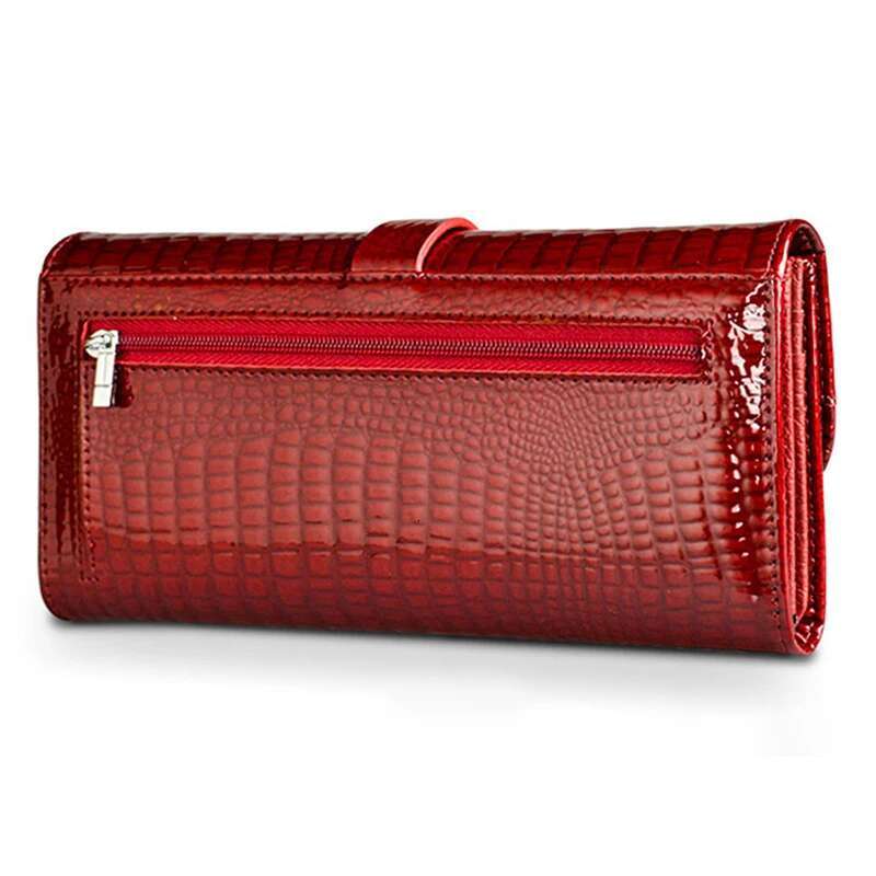 Fashion Women's Genuine Leather Handbags Women Designer WalletsShiny Long Purses 2022 Ladies Elegant Clutch Bag
