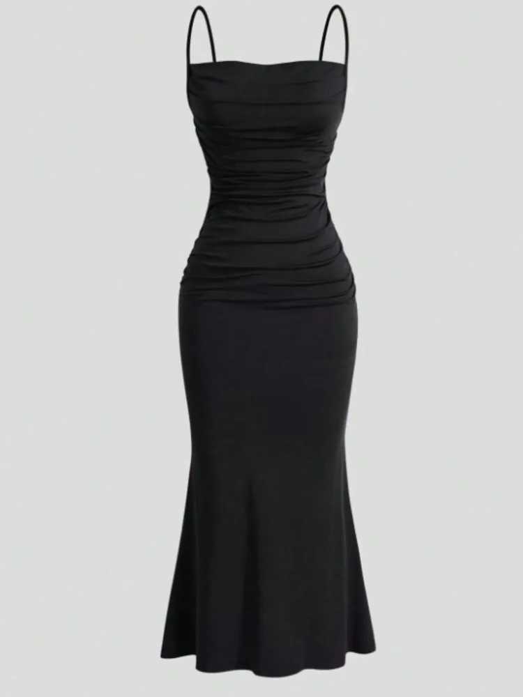 Womens Dress 2025 Spring Summer Elegant Party Fitting Slim Spaghetti Strap Mermaid Hem Maxi Fashion Lady Party Dresses VestidosXJ250514