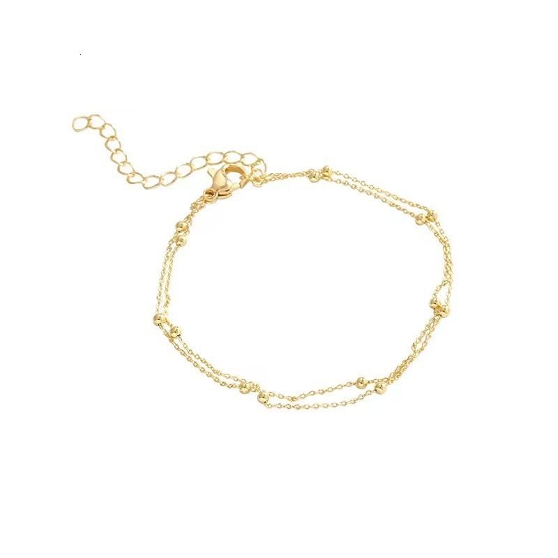Minimally designed metal bead chain double layered women's bracelet with delicate clip on beads