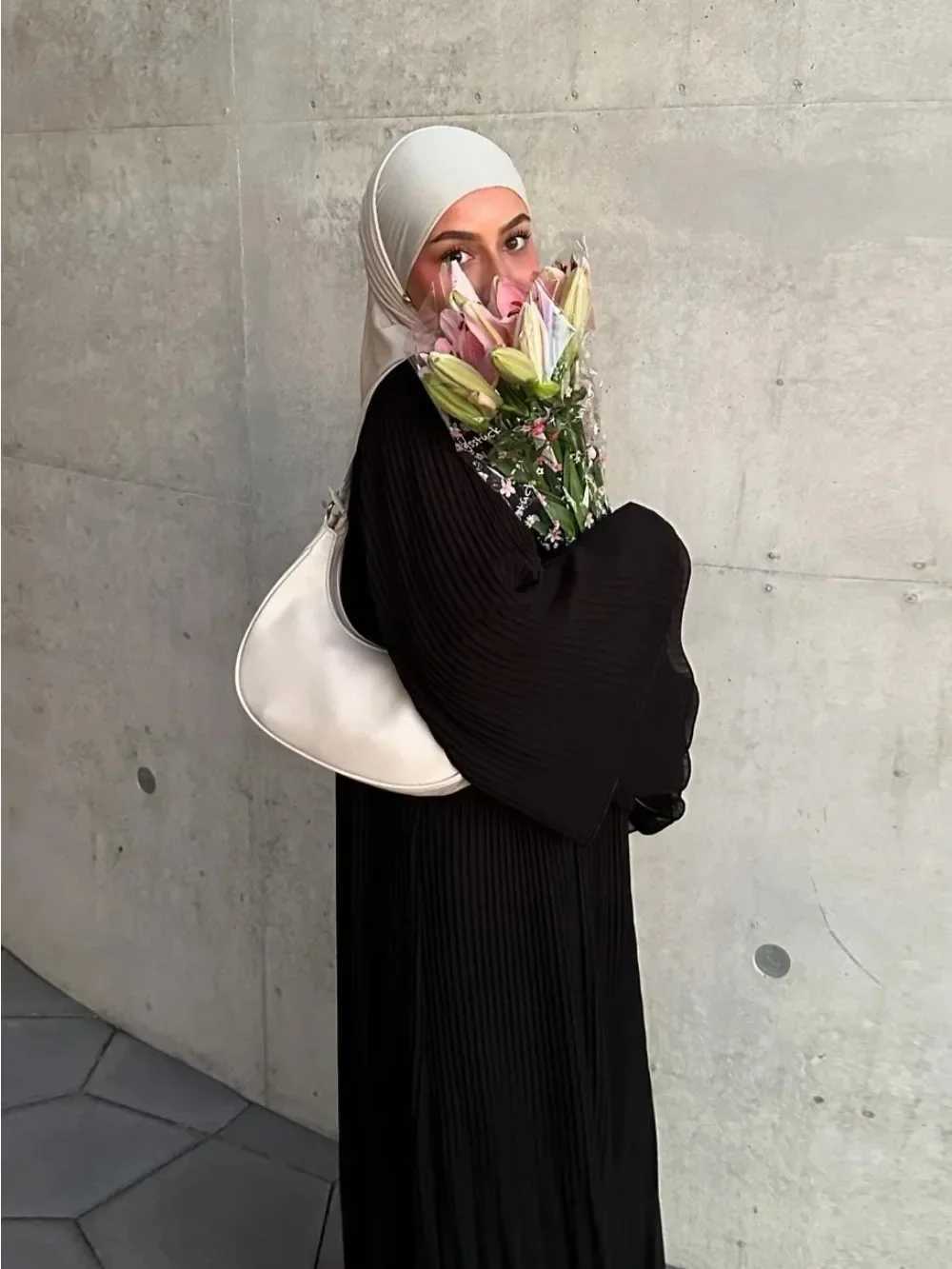 Eid Muslim Dress for Women Pleated Flare Slve Jalabiya Kaftan Islam Vestidos Arab Long Robe Ramadan Morocco Dubai Abayas 2024 X250514