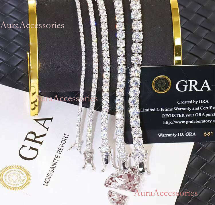 Ready to Ship Pass Dia Tester 2mm--6.5mm S Sier Women Men Fashion Bracelet GRA Moissanite Tennis Chain