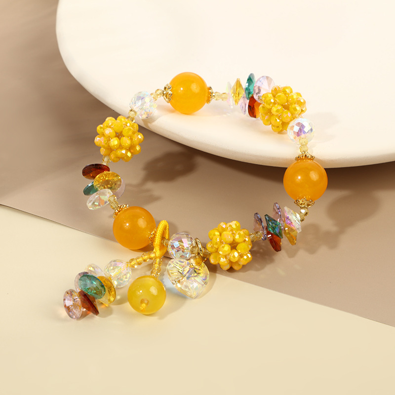 New rural style bead crystal internet famous, sweet cute bracelet, personalized and fashionable accessory for girls