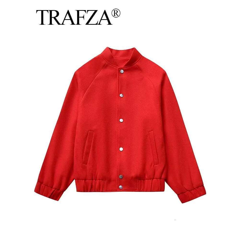 TRAFZA Casual Women Coat Solid Long Sleeve Single Breasted Female Coats 2025 Spring Fashion Loose Streetwear Woman Outwear