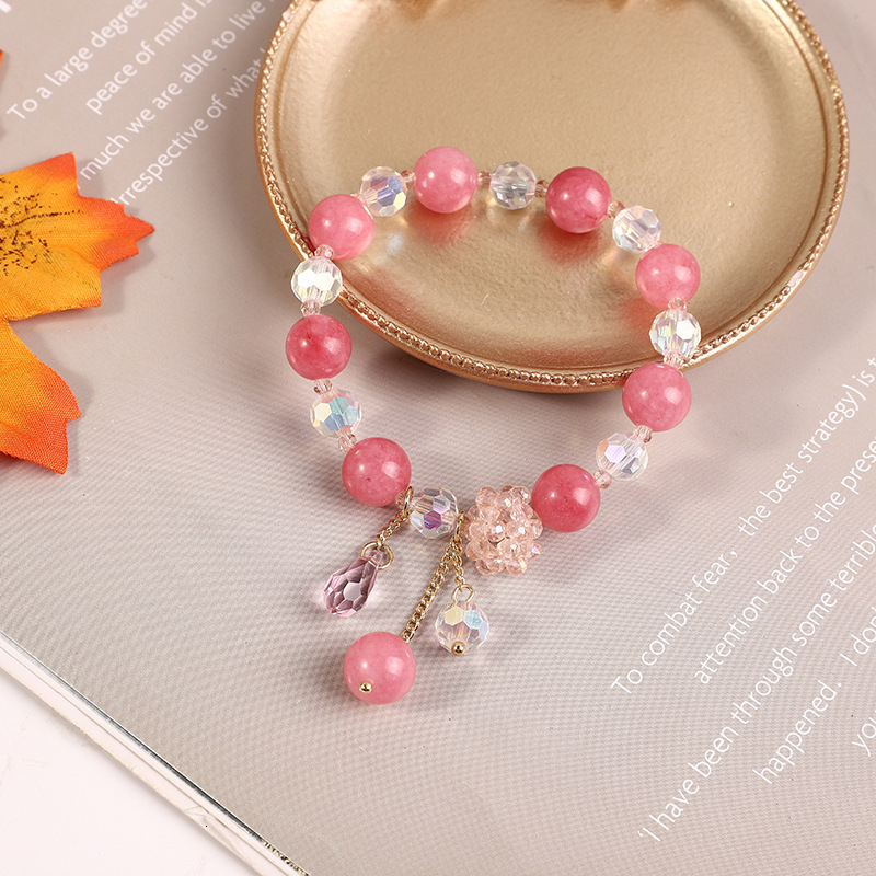 Fashionable Korean semi transparent crystal fashion decoration simple stone bead bracelet, elastic rope
