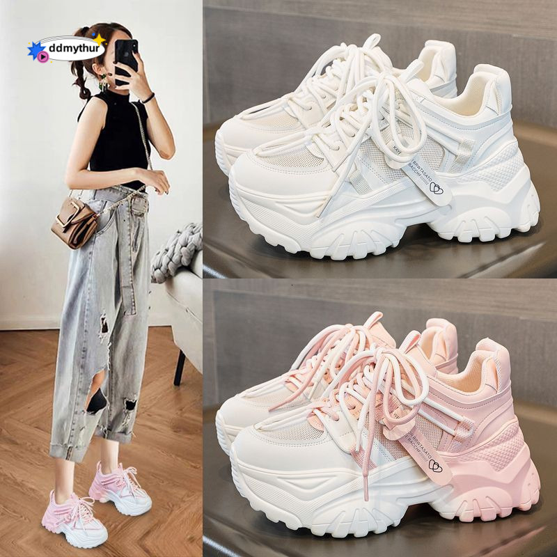 2024 Summer New Dad Versatile Thick soled Thin Sport Little White Breathable Mesh Women's Shoes ddmythur