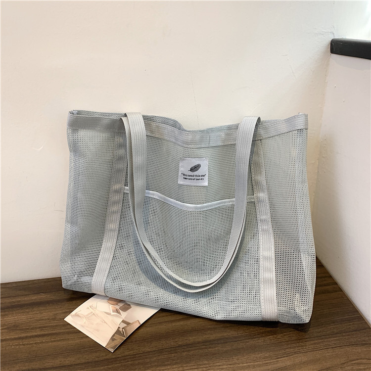 Free shipping 2025 new designer bag Handbag Transparent Shopping Swimming Nylon Mesh Fitness Large Capacity Shoulder Bag for Women