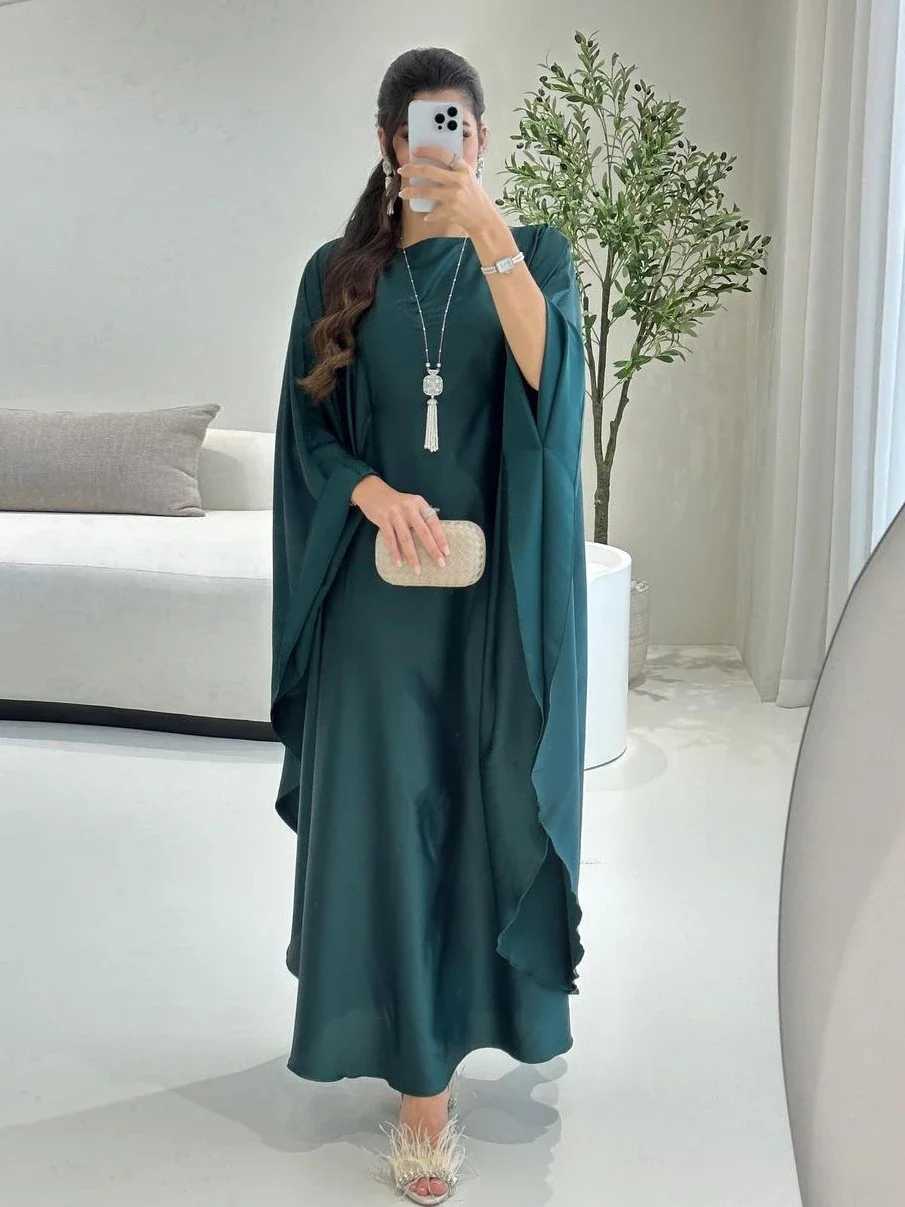 Eid Muslim Dress for Women Bat Slve Satin Jalabiya Abaya Morocco Party Dresses Ramadan Kaftan Islam Dubai Arab Long Robe 2024 X250514