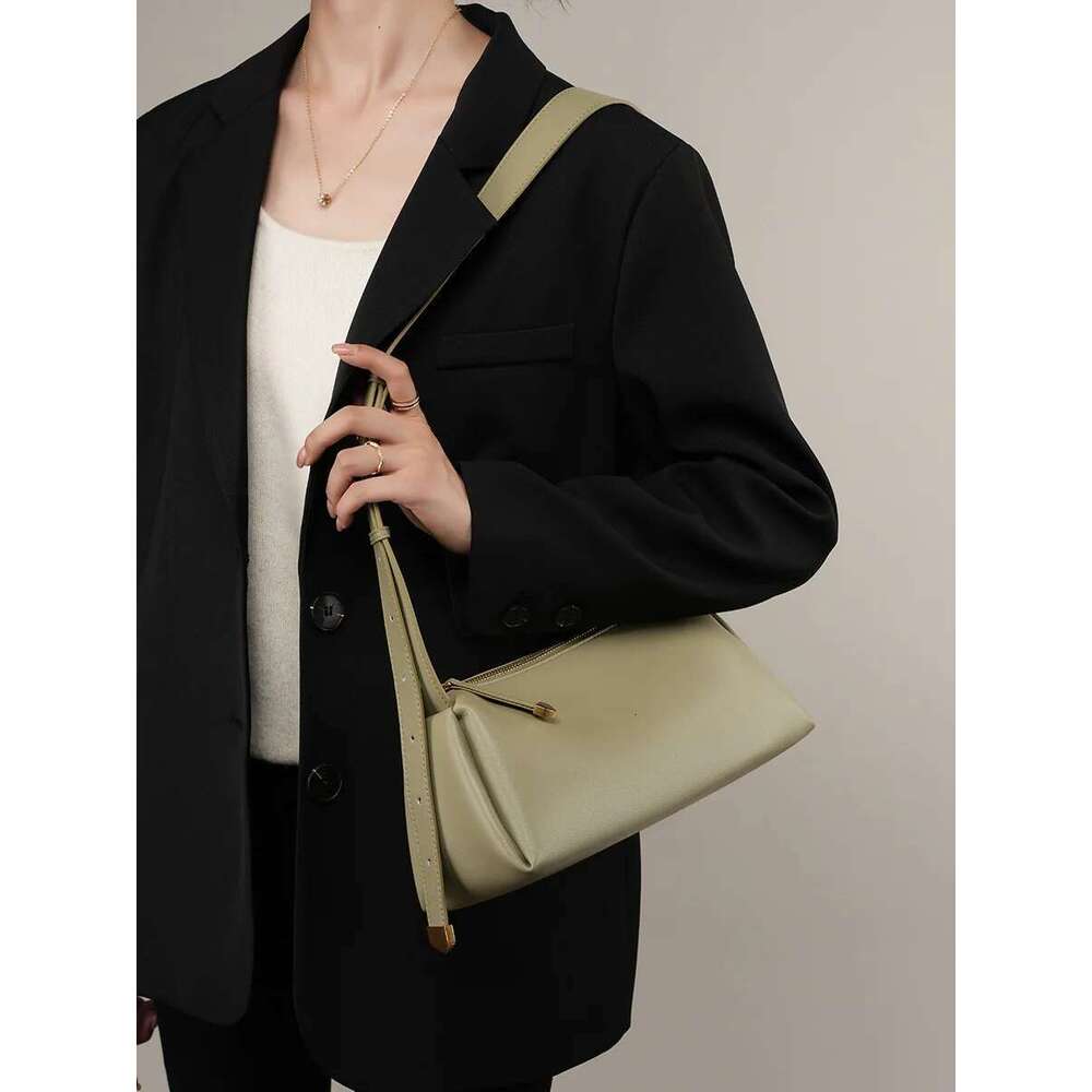 Black Cowhide Women's Pillow 2024 Summer Classic Genuine Leather Soft Underarm Bag Fashion Lady Commuter Pouch