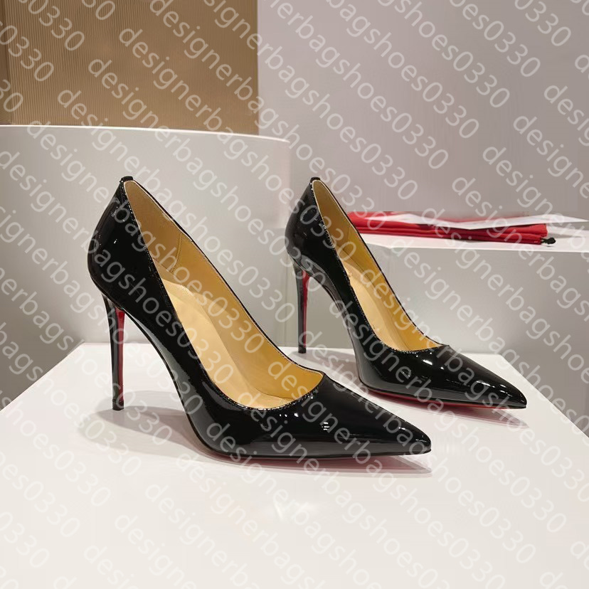 Designer Women High Heels Shoes Luxury Shiny Bottom Pointed Toe Sandals Heels Black Patent Leather Woman Pumps nice