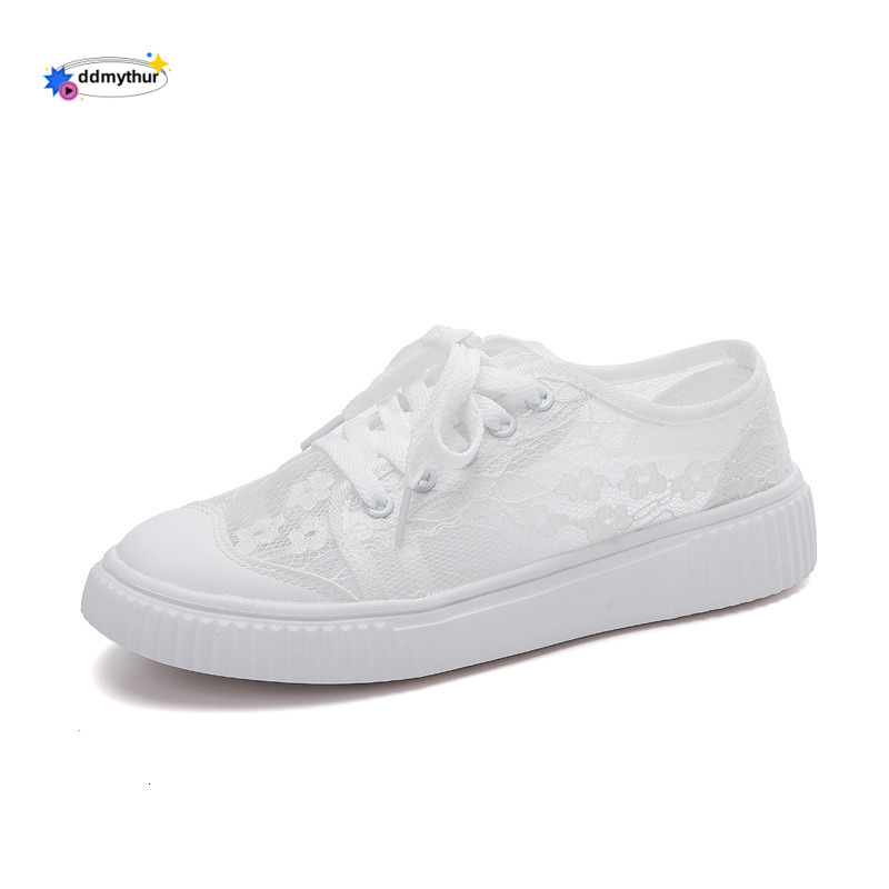 2024 Summer New Trendy Lace Breathable Mesh Hollow Canvas Casual Sports Little White Board Shoes ddmythur