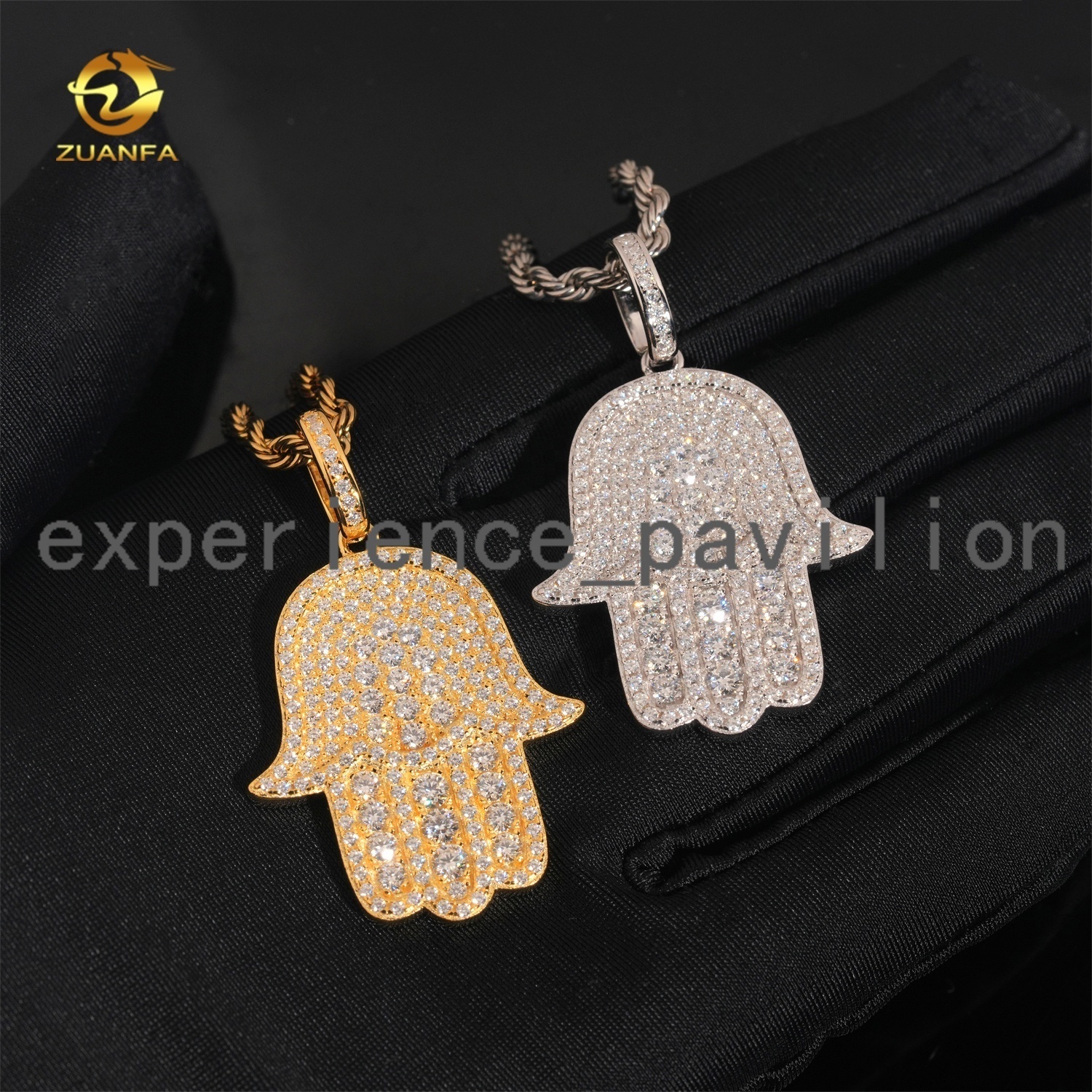 Hip Hop Fashion Rapper Charm 925 Sterling Silver Iced Out Diamond Moissanite Hamsa Hand Pendant