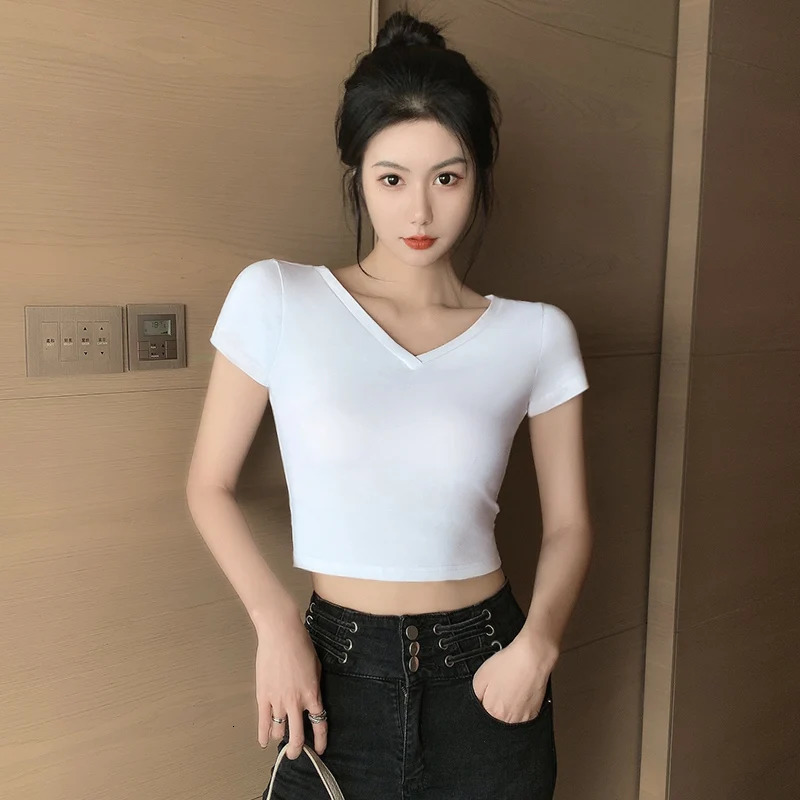 Classic VNeck TShirt Womens Basic Casual Tee MultiColor Selection for Spring Summer 250514