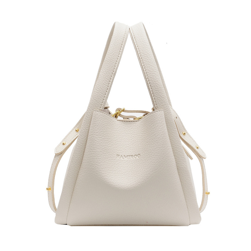 2025 Spring New Designer Bag New Women's Fashion Lychee Pattern Soft Leather Bucket Simple Multi functional Commuter Single Shoulder Maternal and