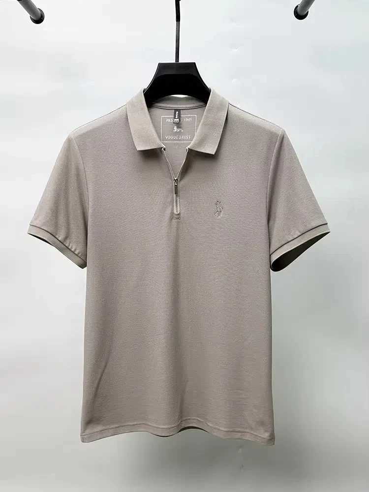 High end brand embroidered mens short slve half zip polo shirt short slve summer breathable business casual T-shirt X250514