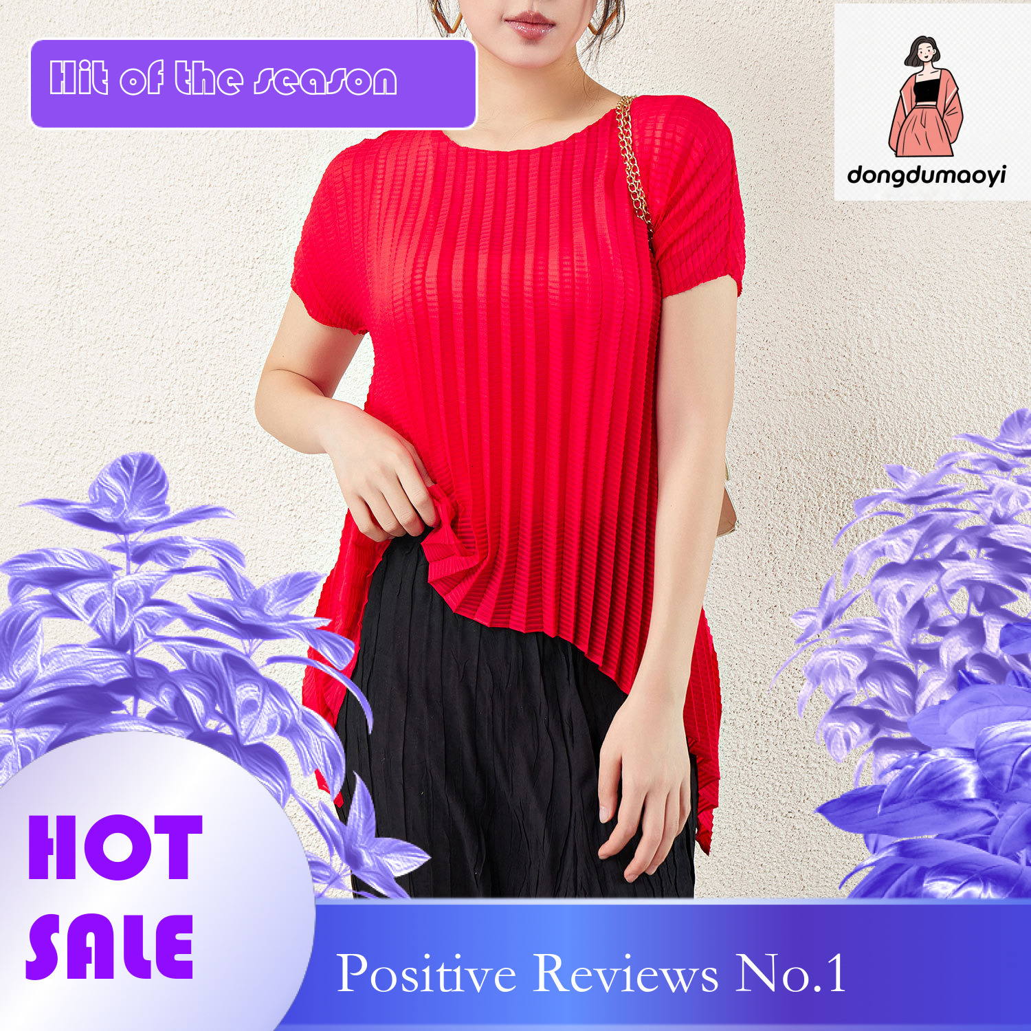 dongdumaoyi Miyake irregular top women's summer new collection with pleats, niche design, loose fit, plus size, fat mm sleeveless t-shirt for wom