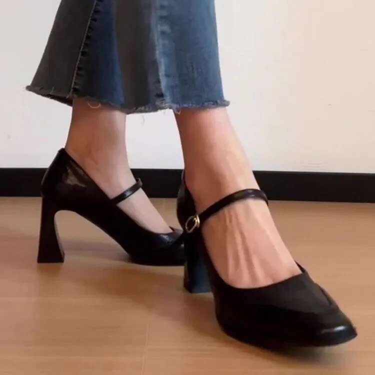 Women High Heels Square Toe Chunky Sandals Elegant 2025 New Brand Party Summer Shoes Dress Woman Pumps Zapatillas Mujer
