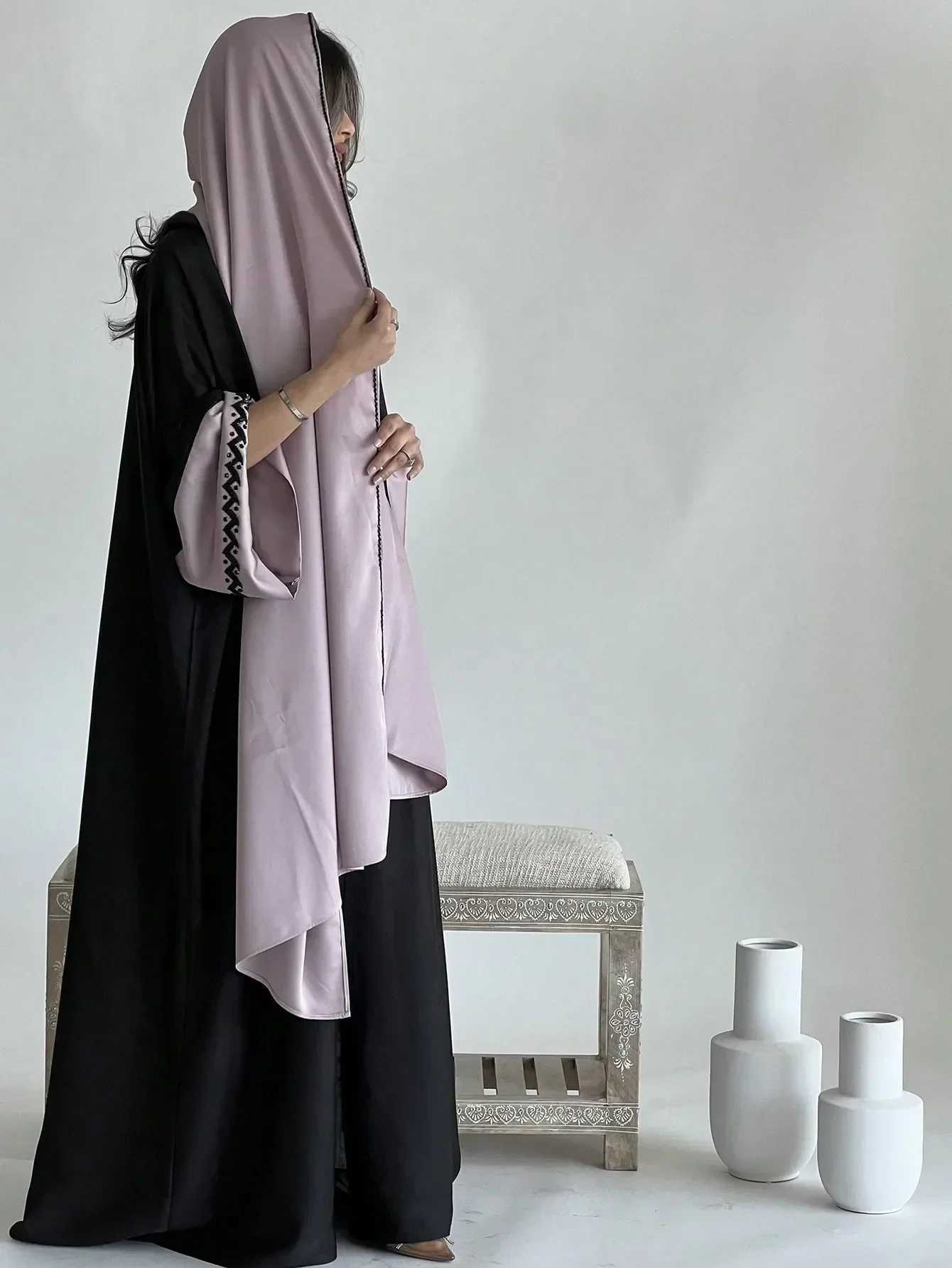 Islamic Full Slve Loose Open Front Abaya Muslim Women Arabian Embroidery Abayas Robe Turkey Kaftans Long Maxi Dress Jilbabs X250514