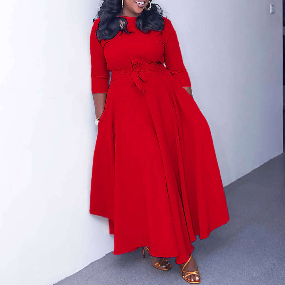 Women's Wear Women's Spring/Summer New Fashionable Style Lace Up Large Size Long Dress