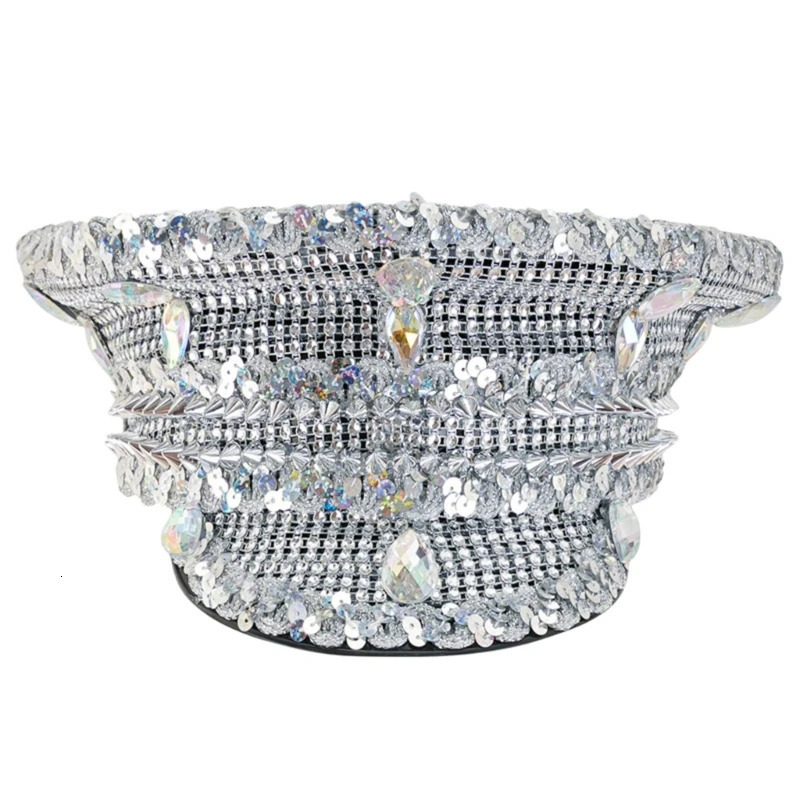 Sparkling Captain Hat Rivets Sequins Hat for Bachelorette Party Captain Hat for Actress 250513