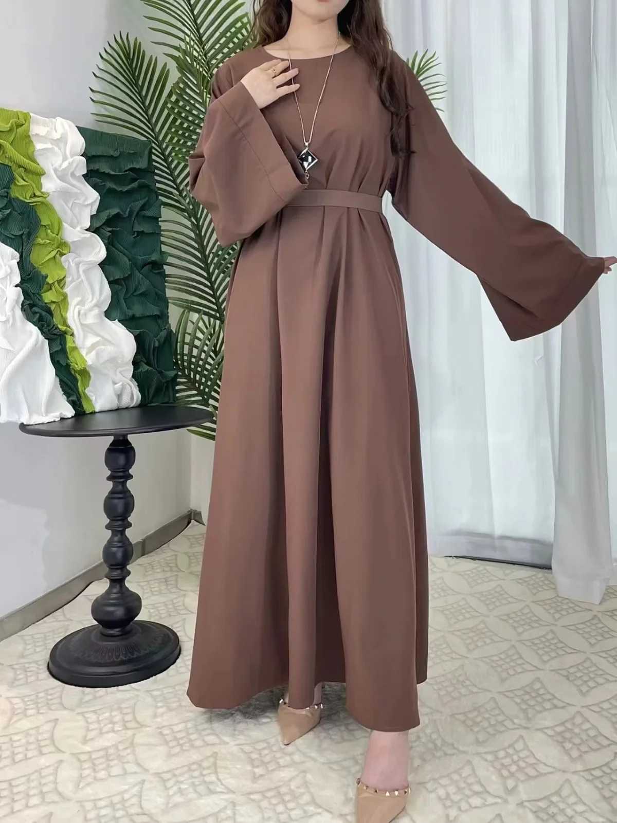 Muslim Abayas Women Kaftans Prayer Dress With Belt Full Slve Islamic Clothing Dubai Robe Ramadan Dresses Women Jilbabs X250514