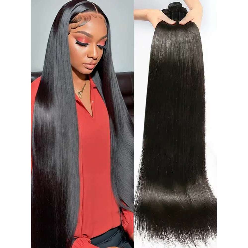 30 40 Inch Bone Straight Brazilian Human For Women 100% Natural Weaving 1 3 4 Bundle Deals Raw Hair Bundles