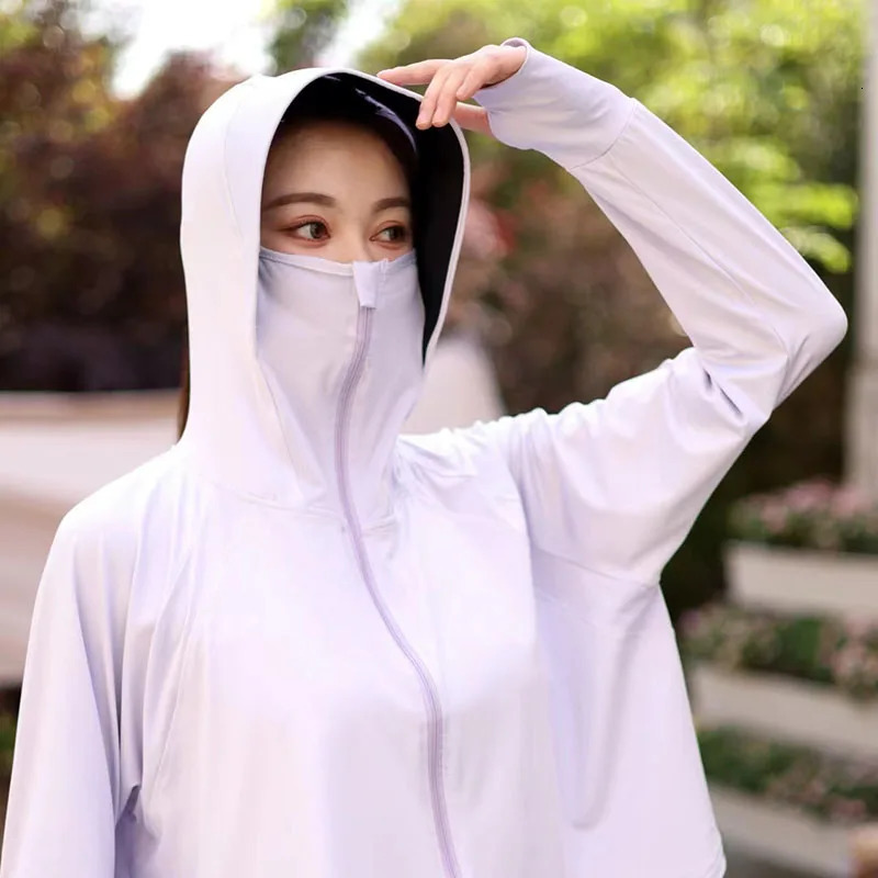 Xpqbb Sun Protection Jackets for Women Summer Ice Silk Outdoor Sunscreen Hooded Coat Female Quick Dry Thin UV Proof Outwear 250513
