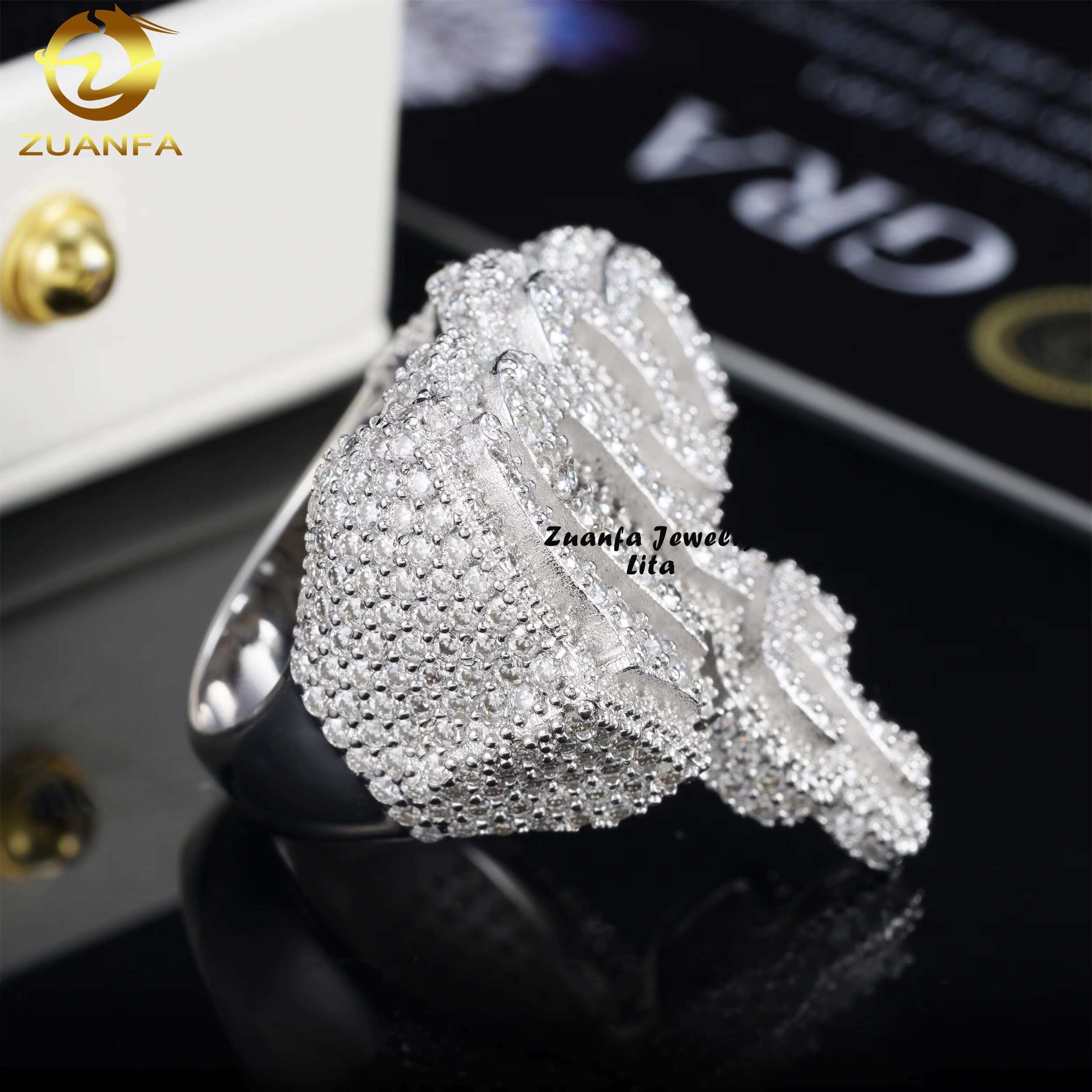 New Arrivals 925 Silver Allah Rings Iced Out VVS Diamond Mens Moissanite Hip Hop Ring