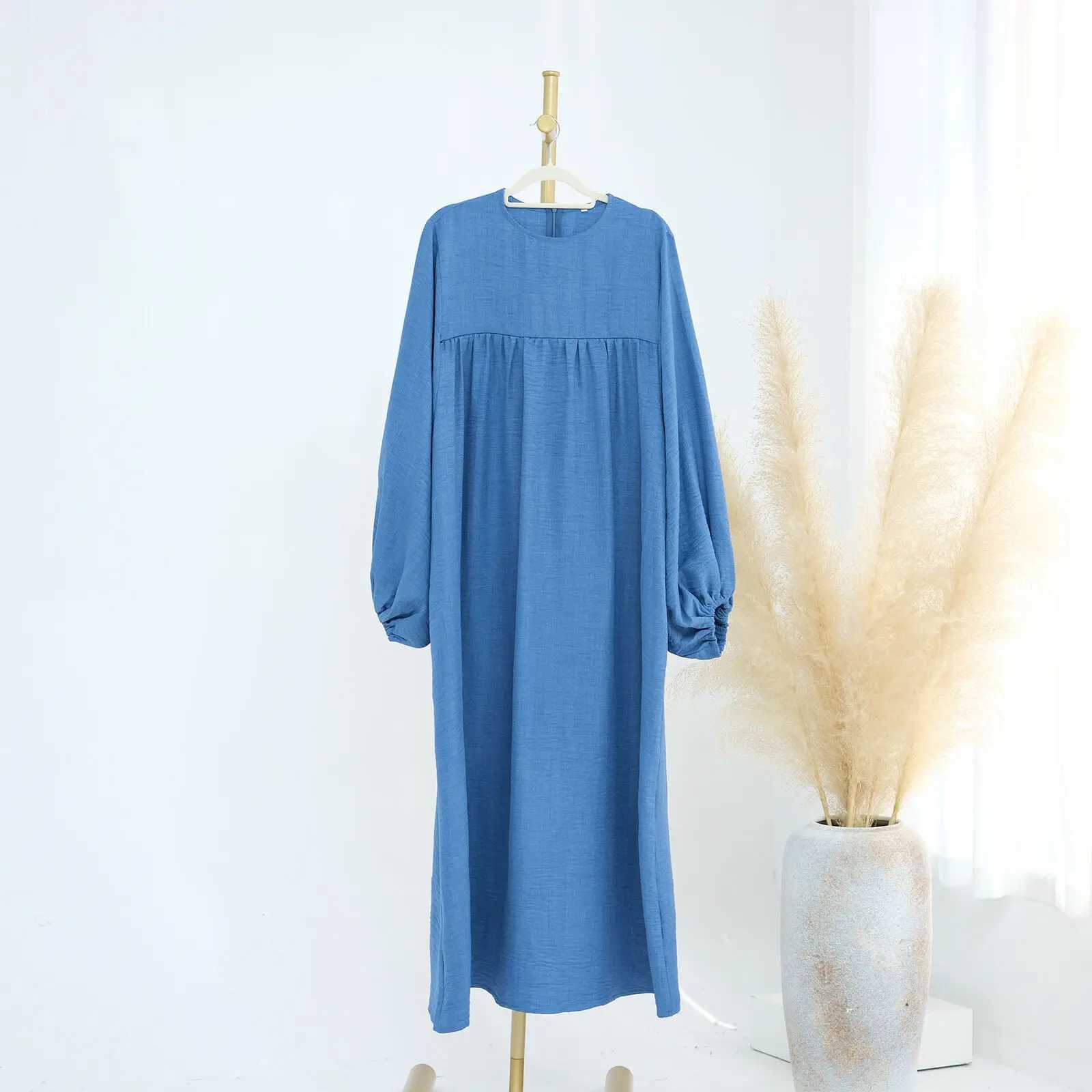 African Solid Color Loose Abaya Simple Dress Zipper Breastfding Loos Robe Fashionable Kaftan X250514