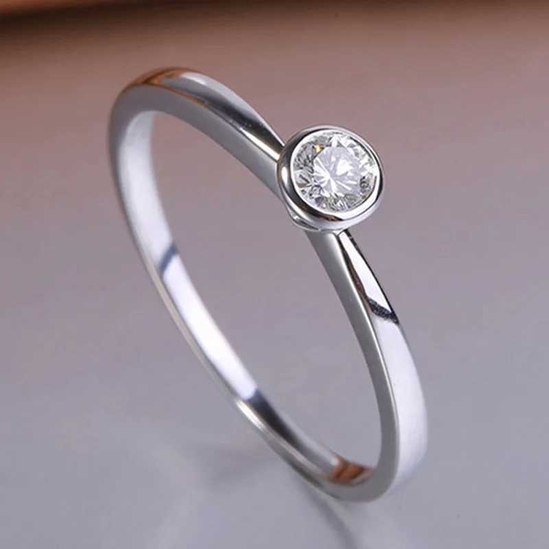Classic 925 Sterling Silver Round Full Diamond Rings for Women Crystal Zircon Engagement Valentines Day Gift JewelryXJ250514