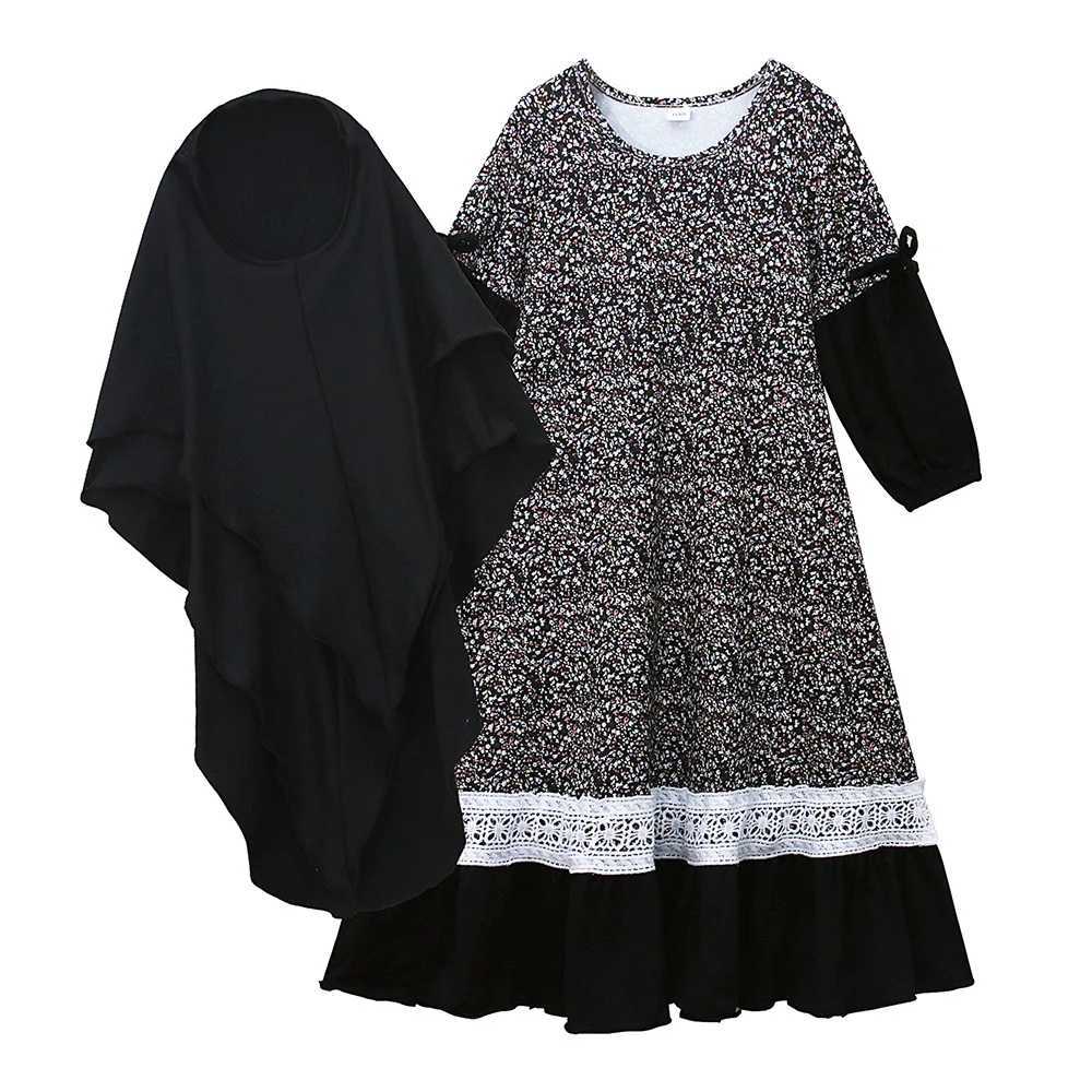 Ramadan Kids Muslim Girls Abaya Print Long Dress Party Turkey Morocco Kaftan Arab Robe Dubai Islam Eid Hijabs Gown Prayer Caftan X250514