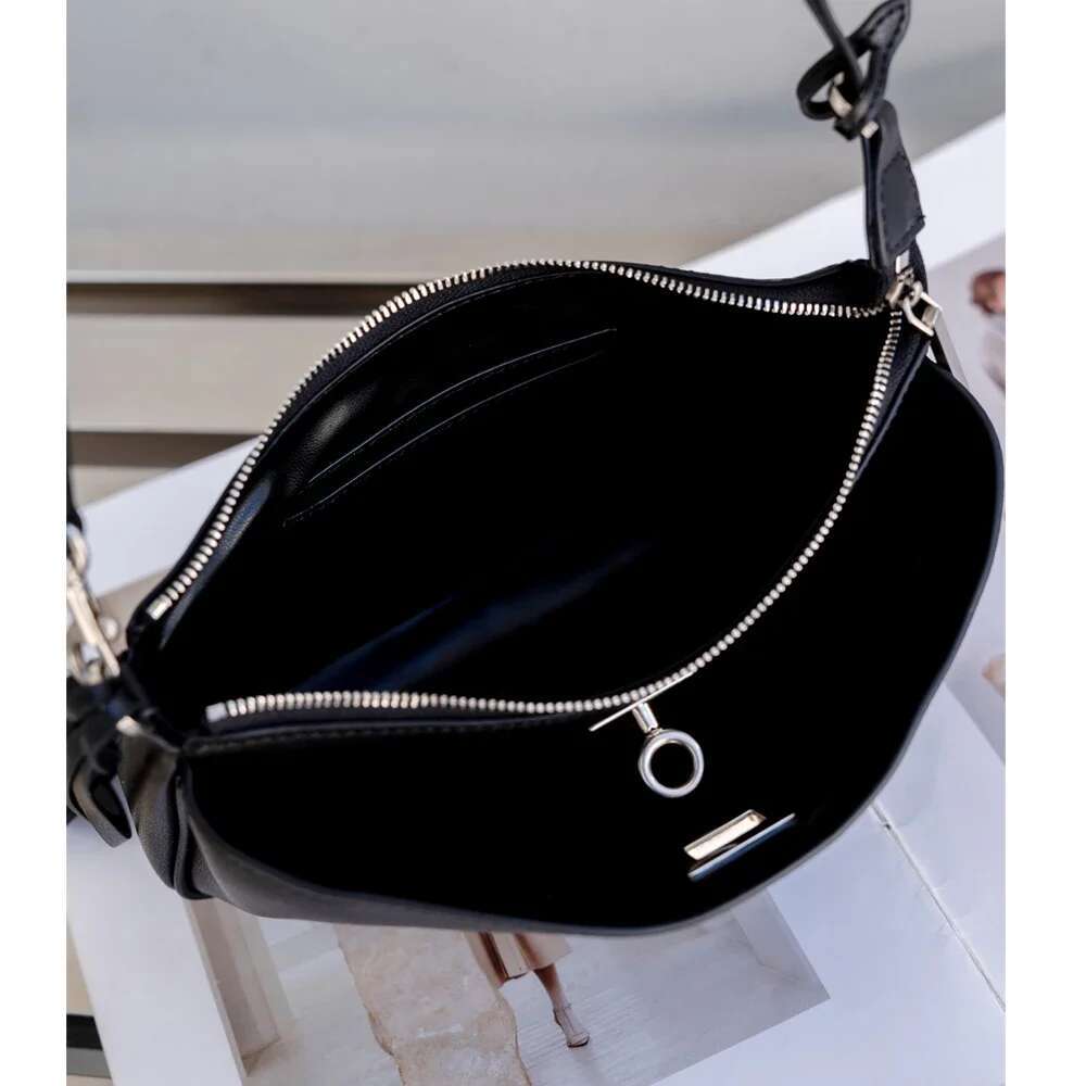 Genuine Leather Fashion Small Brand Designer Women Cowhide Coffe Bags Shoulder Corssbody Good Quality Femal Bag Black New