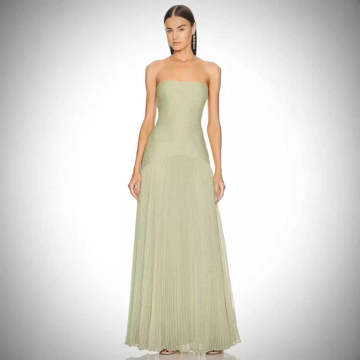 Womens Dress Luxury Strap-Breast Zipper Elegant Fairy Style Patchwork Evening Long DressXJ250514