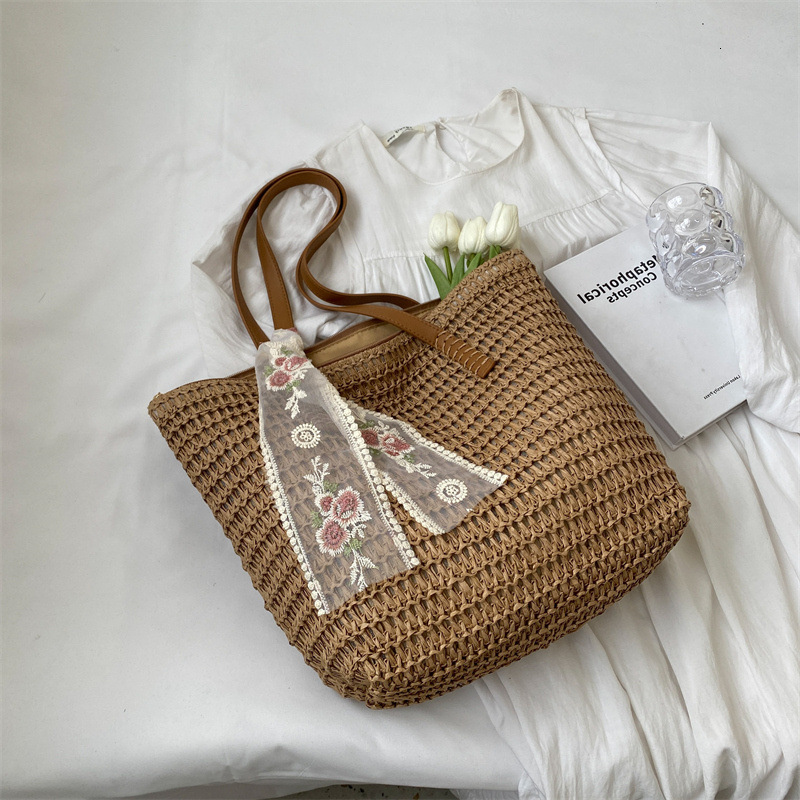 Top New Bag Summer Women's Multi functional Designer 2025 New Large Capacity Advanced Retro Versatile Single Shoulder Handbag Holiday Woven Beach