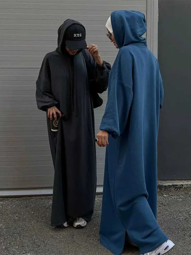Ramadan Eid Hoodie Abaya Dubai Islam Prayer Clothes African Dresses For Women Modest Muslim Kaftan Dress Robe Femme Musulmane X250514