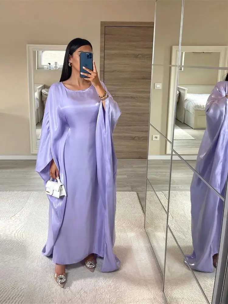 Ramadan Eid Summer Satin Batwing Abaya Dubai Women Islam Muslim Maxi Kaftan Dresses Ka Caftan Marocain Robe Femme Musulmane X250514